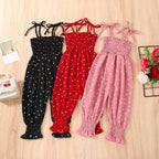 Baby Summer Clothes Sleeveless Strap Pants Solid Overalls Cotton Outfits Jumpsuits/ Romper for Girls
