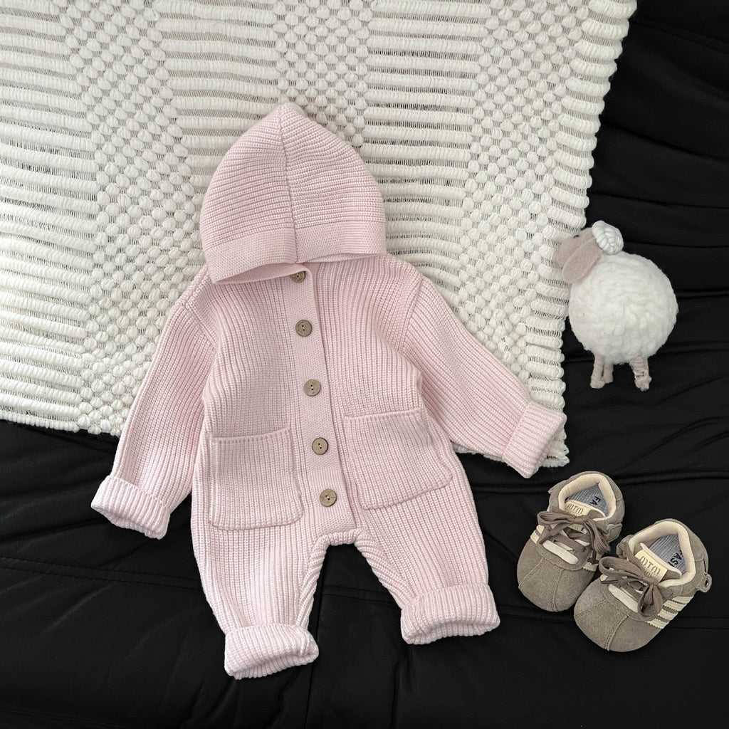Baby Bodysuit Knitted Wool Warm Romper Long Crawling Suit Infant Clothes