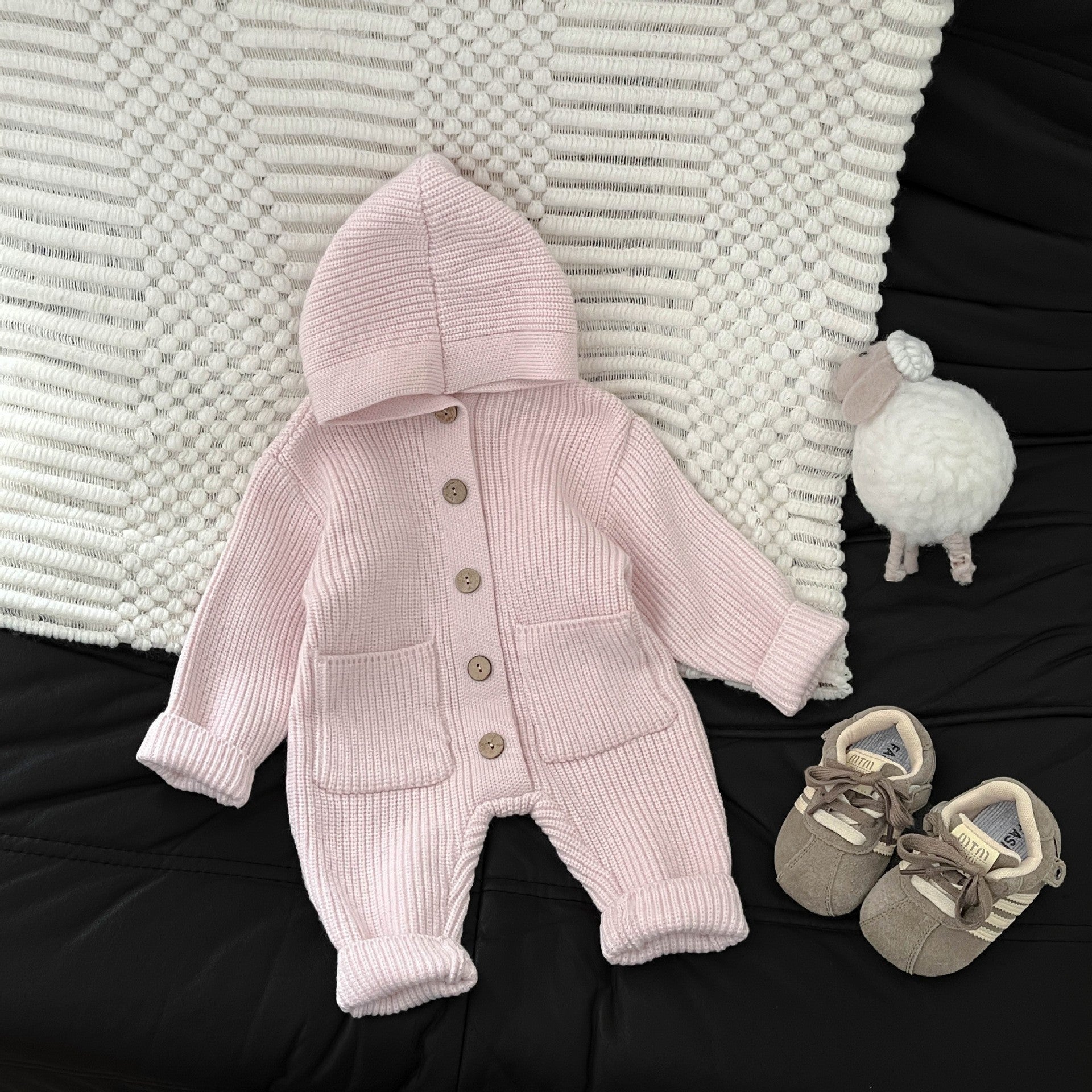 Baby Bodysuit Knitted Wool Warm Romper Long Crawling Suit Infant Clothes