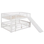 Low Bunk Bed With Slide, Fence And Ladder