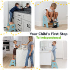2-Step Wooden Stool for Toddlers(Step Stool for Children Ages 2+)