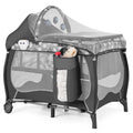 4 in 1 Portable Baby Nursery Center with Net and Music Box-Gray