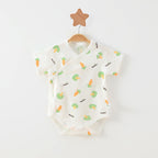 Simple Cartoon Print Summer Baby Rompers Girls Clothing
