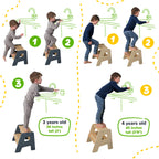 2-Step Wooden Stool for Toddlers(Step Stool for Children Ages 2+)