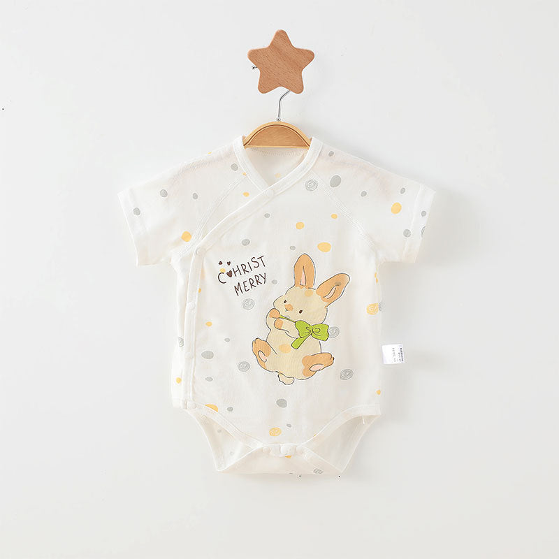 Simple Cartoon Print Summer Baby Rompers Girls Clothing