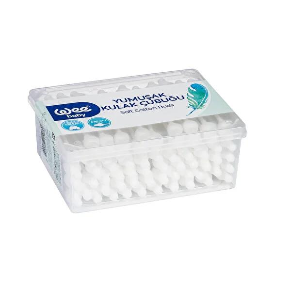 Wee Baby Soft Cotton Swabs for Babies - Gentle Ear Cleaning Buds, 60 Count - Safe for Sensitive Skin, Infant Hygiene Essentials