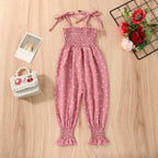 Baby Summer Clothes Sleeveless Strap Pants Solid Overalls Cotton Outfits Jumpsuits/ Romper for Girls