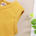 Baby Clothes Set Toddler Boys Girls Solid Sleeveless Button Vest Tops+shorts Outfits Set roupa bebes menina newborn clothes