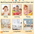 Kids Table and 2 Chairs Set 3 Pieces Toddler Table and Chair Set Wooden Activity Play Table Set (Lion&Monkey)