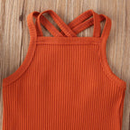 Luxury Modern Baby Kids Boy and Girl Infant Romper Jumpsuit Cotton Outfits Set Ribbed Solid Clothes For Kids
