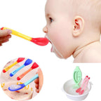 1pcs Baby Spoon Feeder Flatware New Safety Baby Learning Dinnerware Temperature Sensing Baby Feeding Spoon Soft Silicone For Boys And Girls