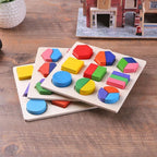 Wooden Geometric Shapes Puzzle Sorting Math Bricks Preschool Learning Educational Game Baby Toddler Toys for Children