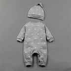 Romper Set Fashion Cartoon Bodysuit Hat and Pant  Clothing Set Cute Animal Newborn Baby Clothes Pajamas