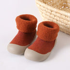 Toddler Sock Shoes with Rubber Soles | Fleece Winter Barefoot Shoes