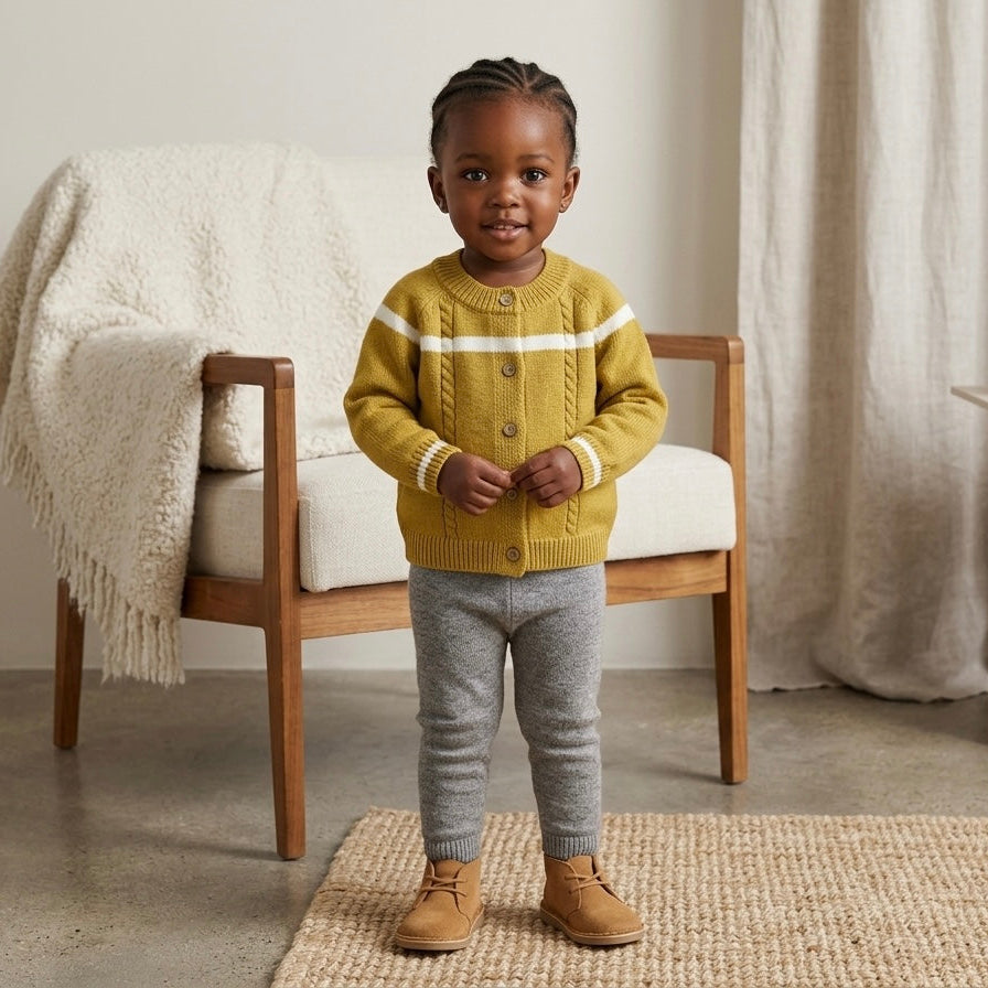 Warm Winter Cardigan | 100% Wool Kids Cardigan with Wooden Buttons