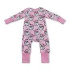 Pink stripe santa baby girls Christmas zipper romper