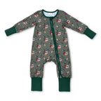 Green long sleeves duck call baby boys zipper romper