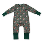 Green long sleeves duck call baby boys zipper romper