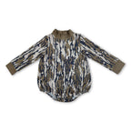 Long sleeves olive camo mock neck baby kids fall romper