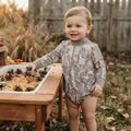 Long sleeves olive leaves camo baby boy fall active romper