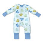 Heart stripe baby boy Valentine's zipper romper