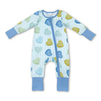 Heart stripe baby boy Valentine's zipper romper