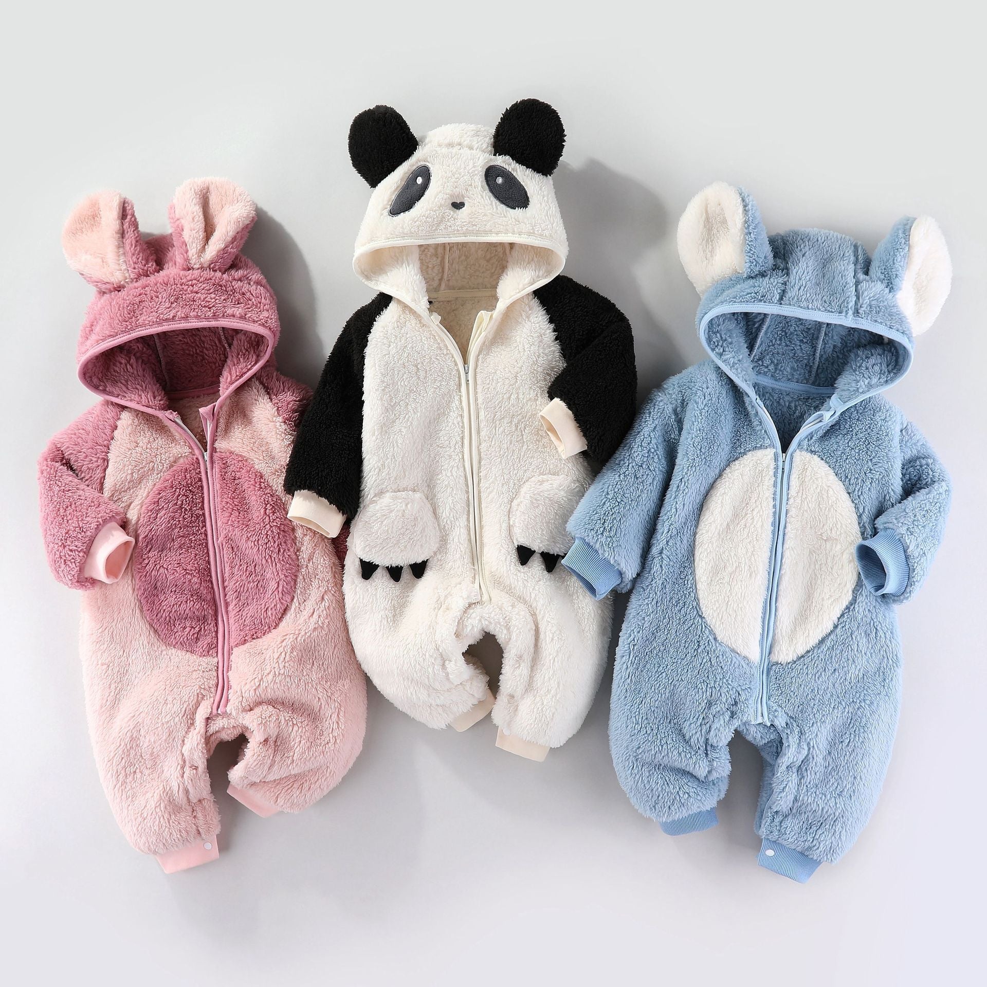 Autumn And Winter Clothes For Babies Baby Thick Warm Long Sleeves Romper Fleece-lined