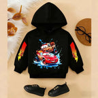 Girls and Boys Classic Anime Car Story Children's Spring and Autumn Fashion Hoodie (only hoodie), 3-14Y Boys and Girls Hoodie