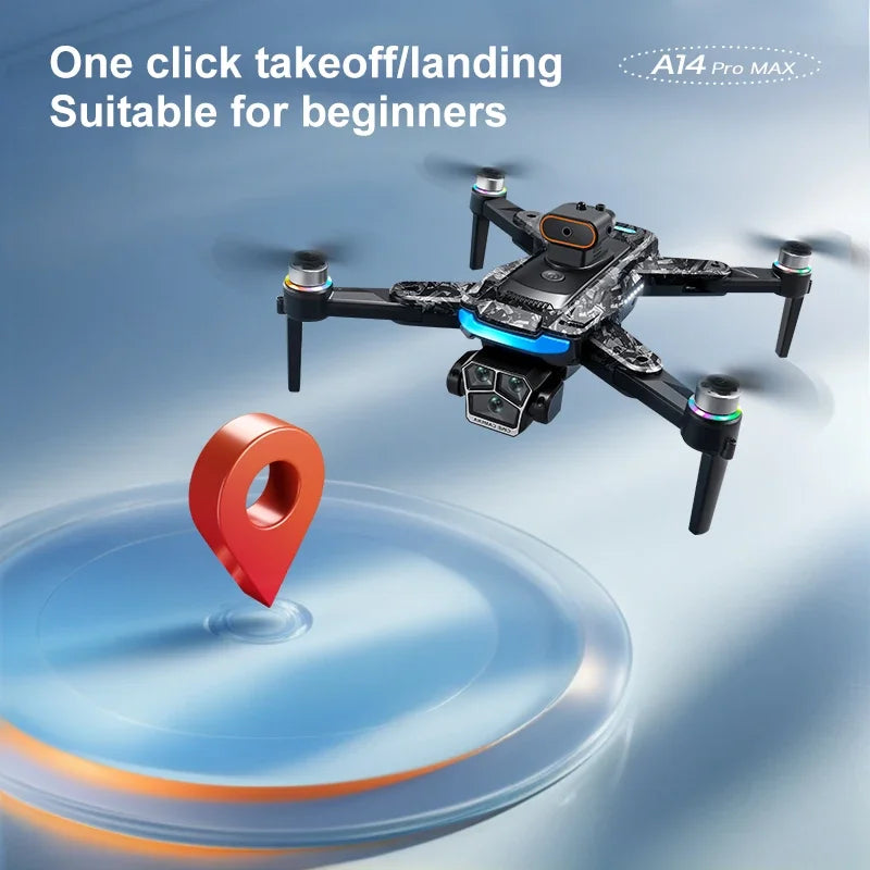 Lenovo Mi A14Pro Max 8K three Camera GPS Brushless Optical Flow Obstacle Avoidance Foldable Quadcopter RC Distance Drone ToysFPV
