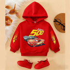 Girls and Boys Classic Anime Car Story Children's Spring and Autumn Fashion Hoodie (only hoodie), 3-14Y Boys and Girls Hoodie