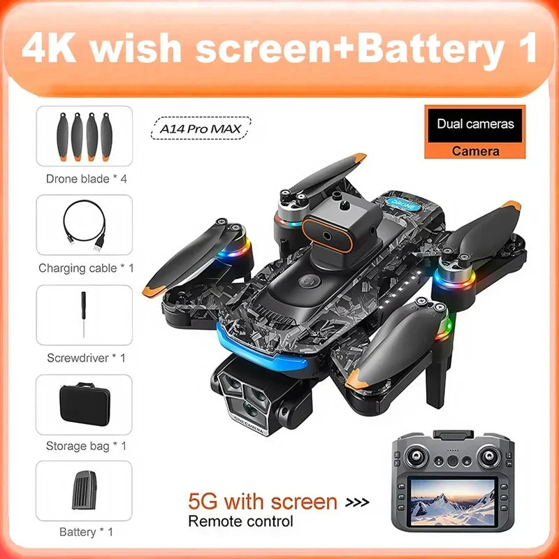 Lenovo Mi A14Pro Max 8K three Camera GPS Brushless Optical Flow Obstacle Avoidance Foldable Quadcopter RC Distance Drone ToysFPV