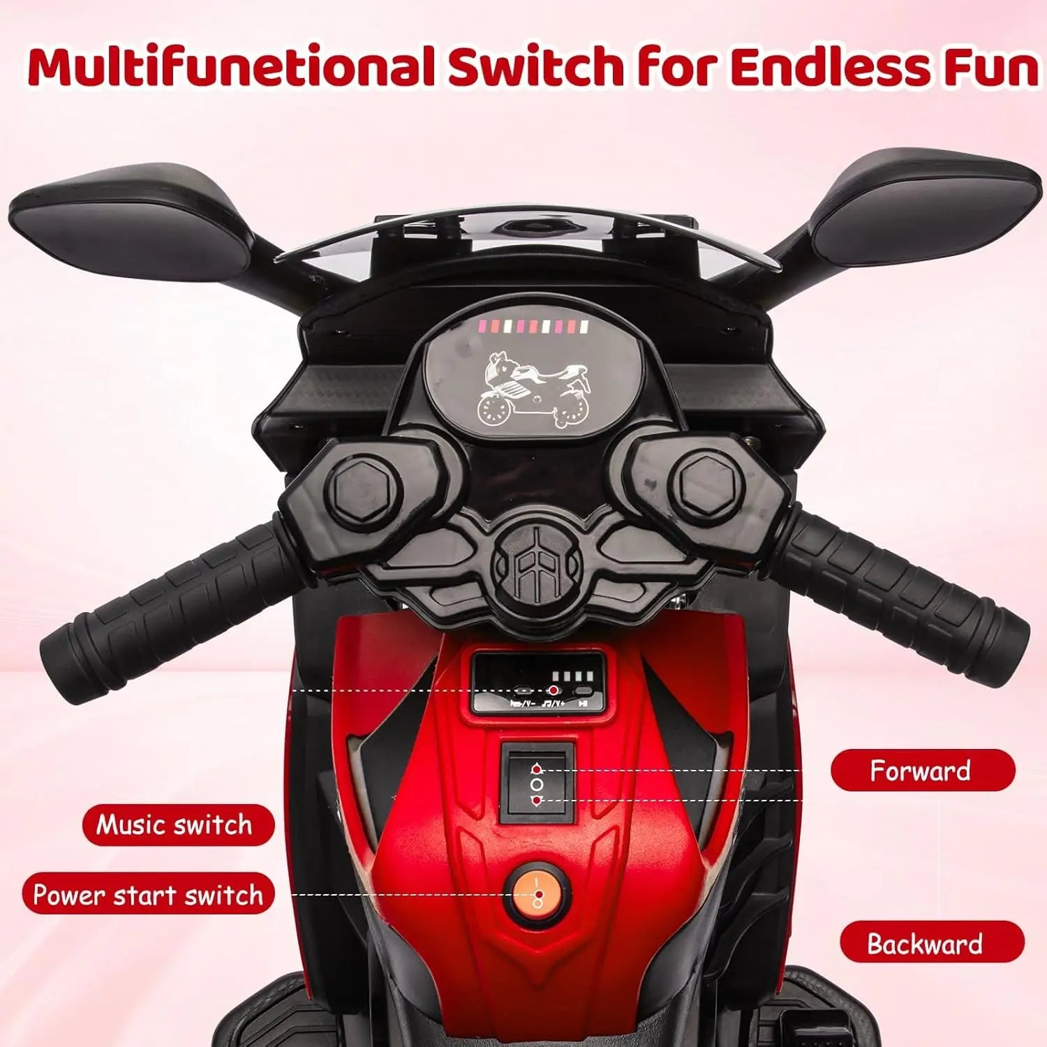 6V Kids Motorcycle, Electric Ride On Car Toy with Training Wheels,Headlight, Horn & Music for Toddlers Boys Girls Ages 3-6 Years