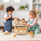 Tiny Land® Play Kitchen Accessories – Food Storage: Versatile Wooden Rack for Play Food