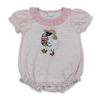 Pink ruffle stripe goose ice cream embroidery girls romper