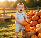 Stripe candy corn embroidery baby boy Halloween romper