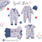 Grand Slam Baseball Bamboo Zipper Romper for Baby