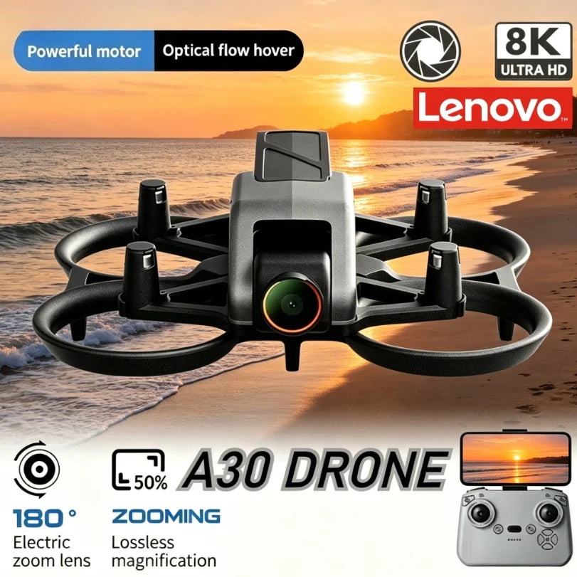 Lenovo A30 PRO Racing Foldable Drone 4K HD Camera Full Surround Guardrail Optical Flow RC Quadcopter Aerial Shoot