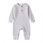 Infant Baby Boy Girl Cotton Romper Knitted Ribbed Jumpsuit Solid Clothes Warm Outfit For Kids