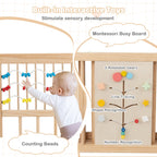 Wooden Baby Playpen Adjustable Large Play Yard for Infants-Natural