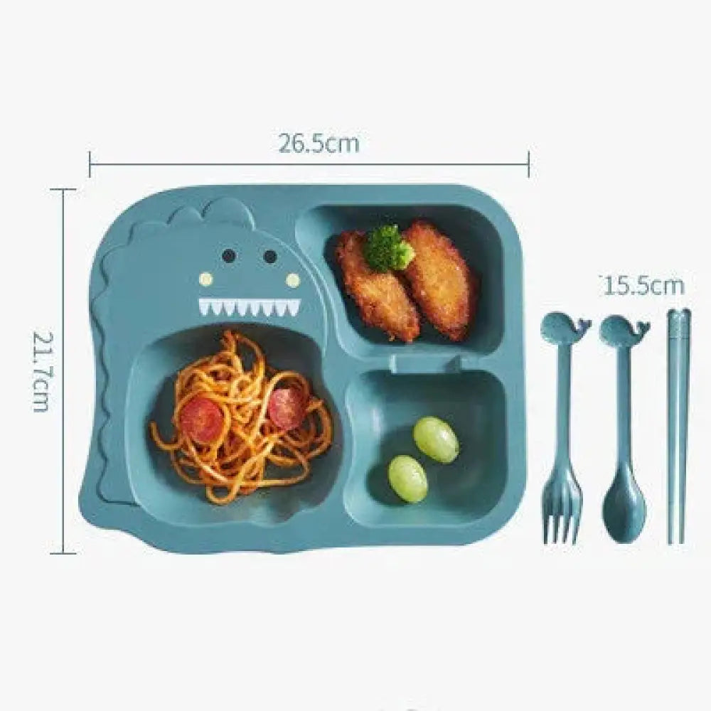 3-compartment Silicone Dinosaur Toddler Feeding Set