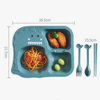 3-compartment Silicone Dinosaur Toddler Feeding Set