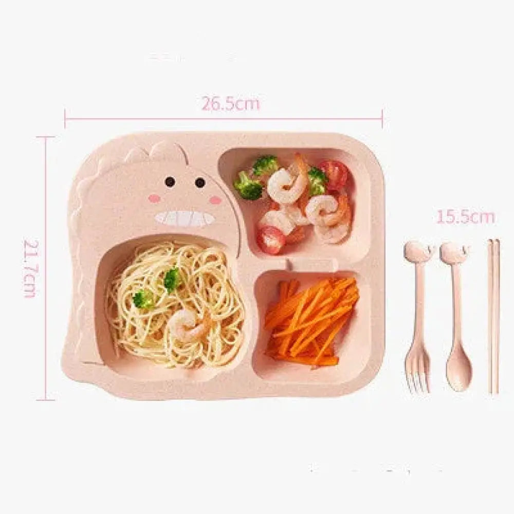 3-compartment Silicone Dinosaur Toddler Feeding Set