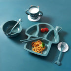3-compartment Silicone Dinosaur Toddler Feeding Set