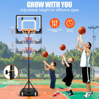 Kids Outdoor Basketball Hoop - 5-7ft Adjustable Height 32in Backboard