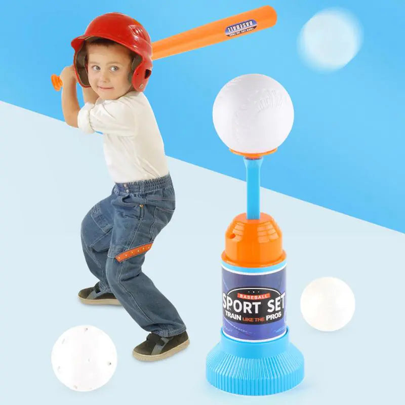 Children's Baseball Launcher Toy Set Baseball Tees Include 3 Balls Launcher Outdoor Sports Automatic Ball Toys Gifts for Toddler - # BOT&G521510002