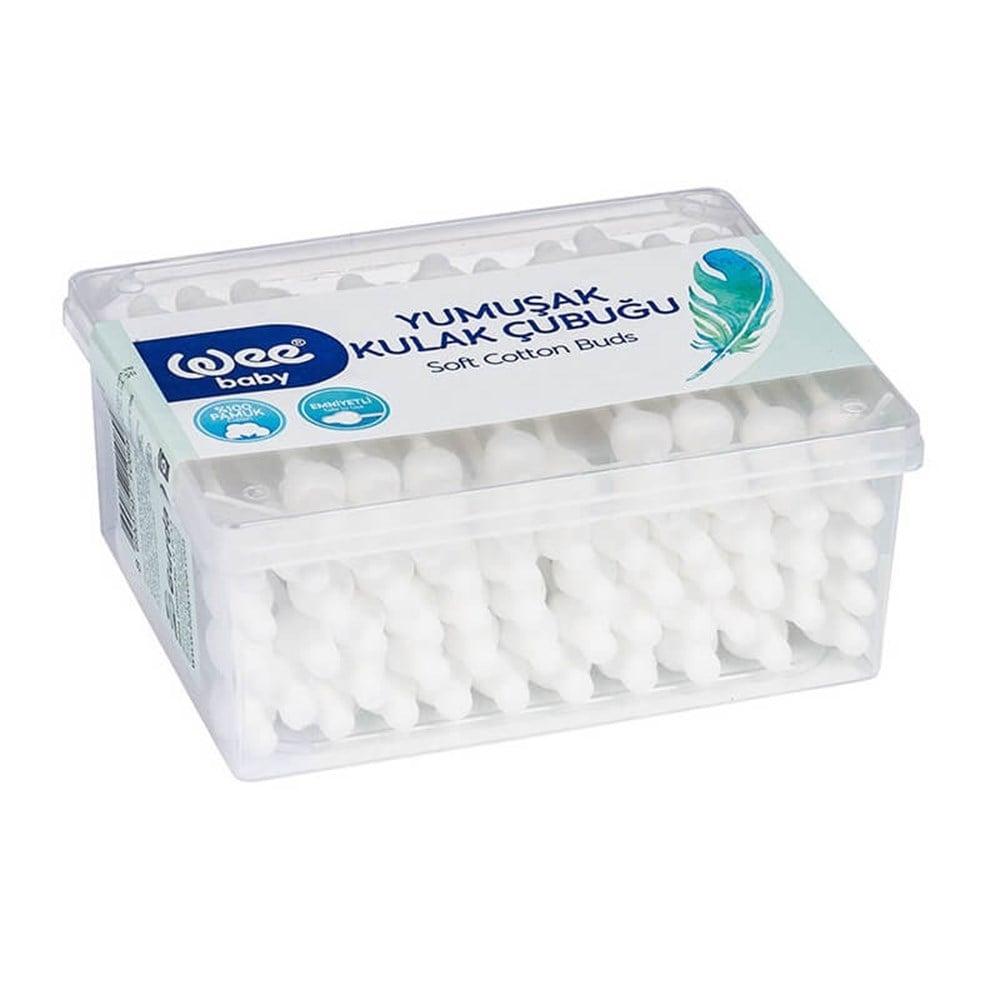 Wee Baby Soft Cotton Swabs for Babies - Gentle Ear Cleaning Buds, 60 Count - Safe for Sensitive Skin, Infant Hygiene Essentials