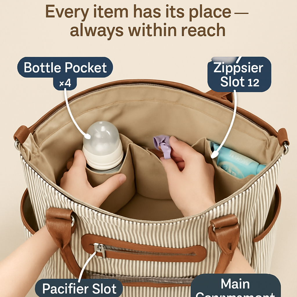 8Pcs Baby Nappy Diaper Bags Set with Bottle Bag & Purse