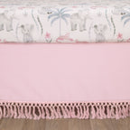 NoJo Tropical Princess Elephant /Jungle Pink and Green 4 Piece Crib Bedding Set - Comforter, Fitted Crib Sheet, Dust Ruffle and Storage