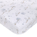 Dumbo Sweet Little Baby Light Blue, Gray, and White Storks, Stars, Clouds and Moon 3 Piece Nursery Crib Bedding Set - Comforter, 100% Cotton Fitted Crib Sheet and Crib Skirt