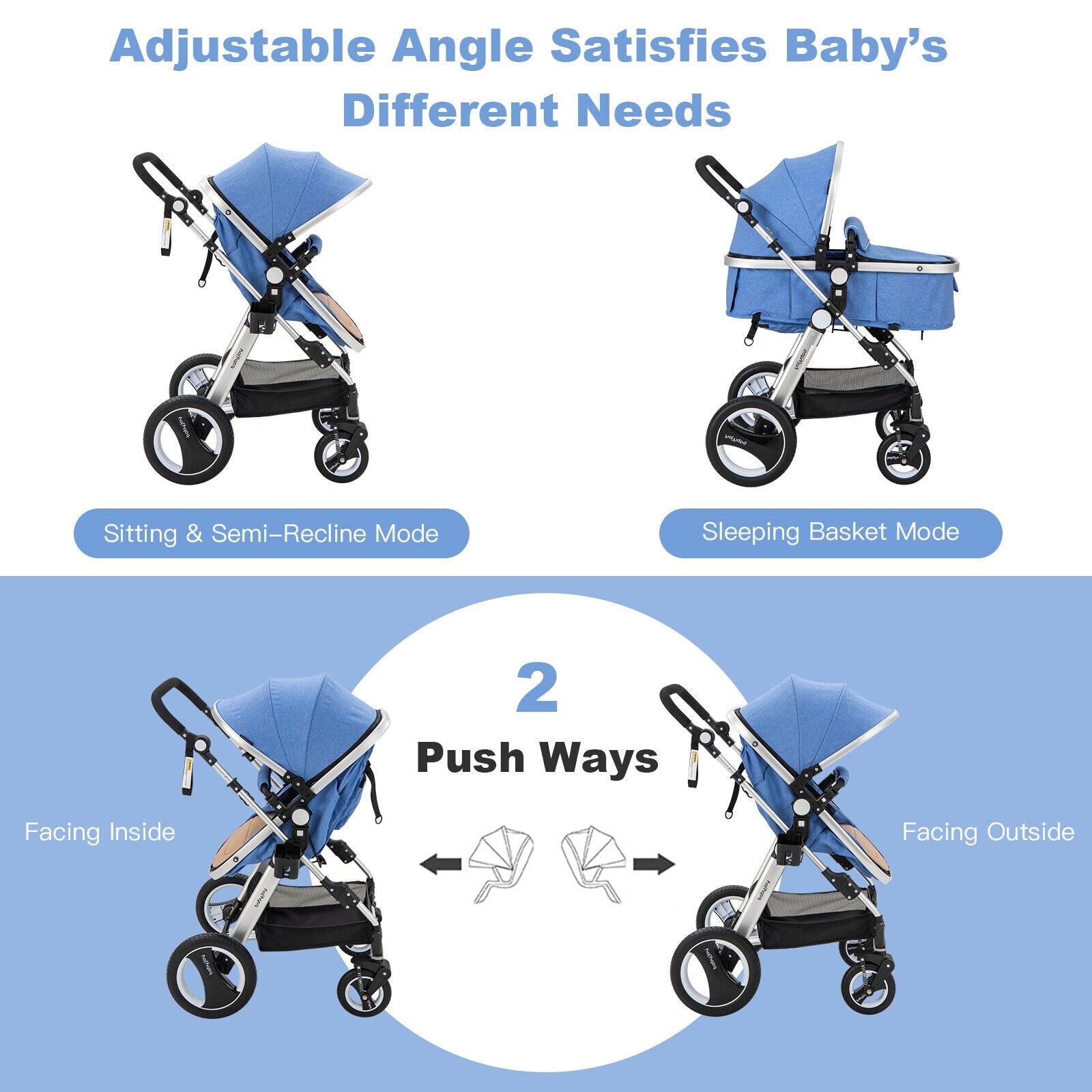Folding Aluminum Baby Stroller Baby Jogger with Diaper Bag